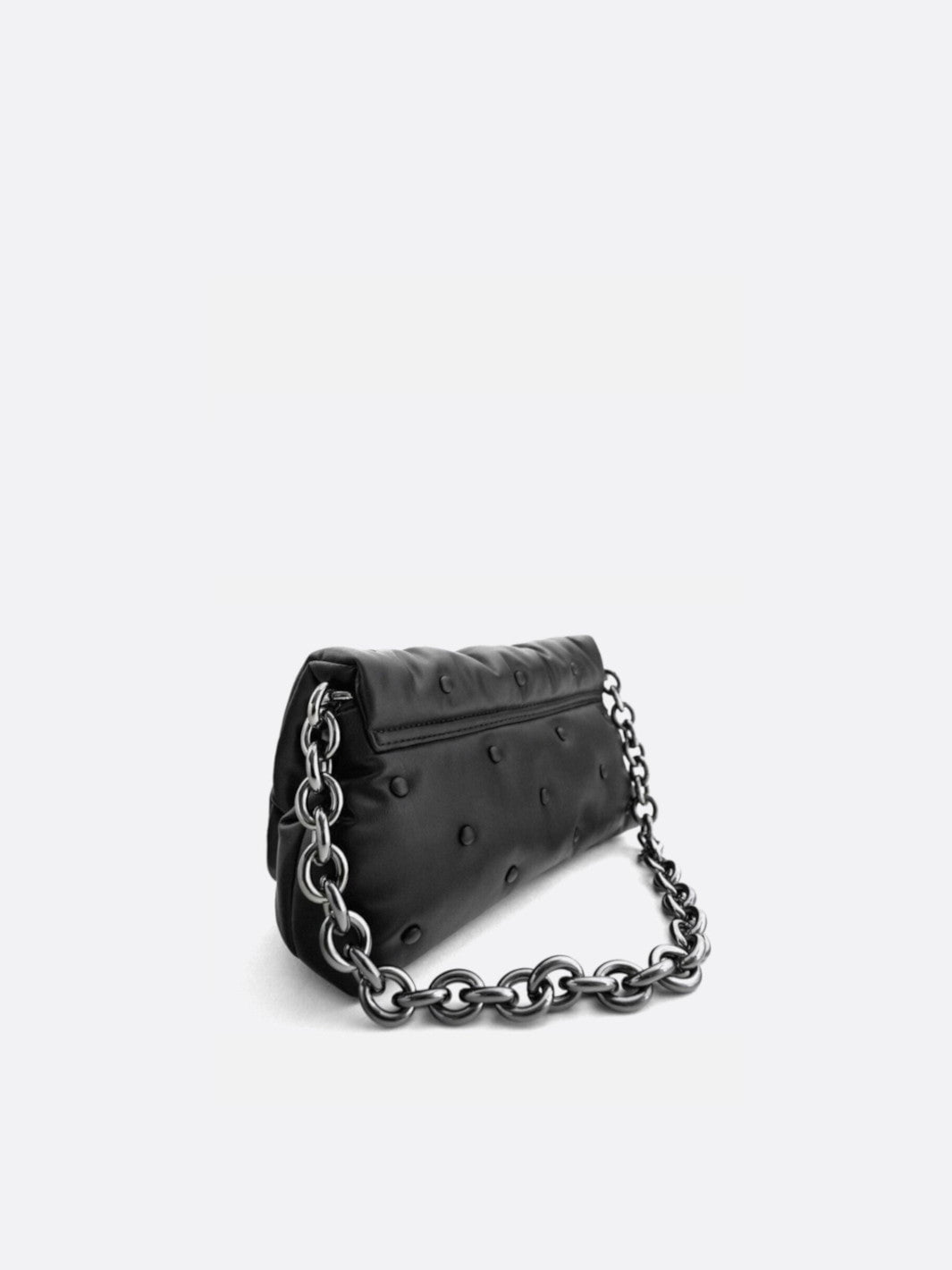 Black Quilted Chain Strap Shoulder Bag - Oreela