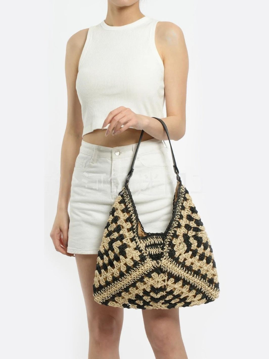 Boho Straw Crochet Crossbody Bag - Oreela