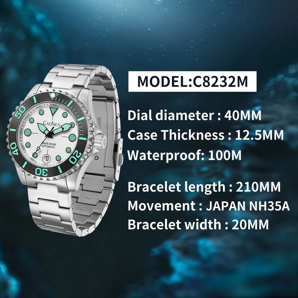 CADISEN AQUA DIVER New Brand Luxury Men Watches Automatic Watch - Oreela