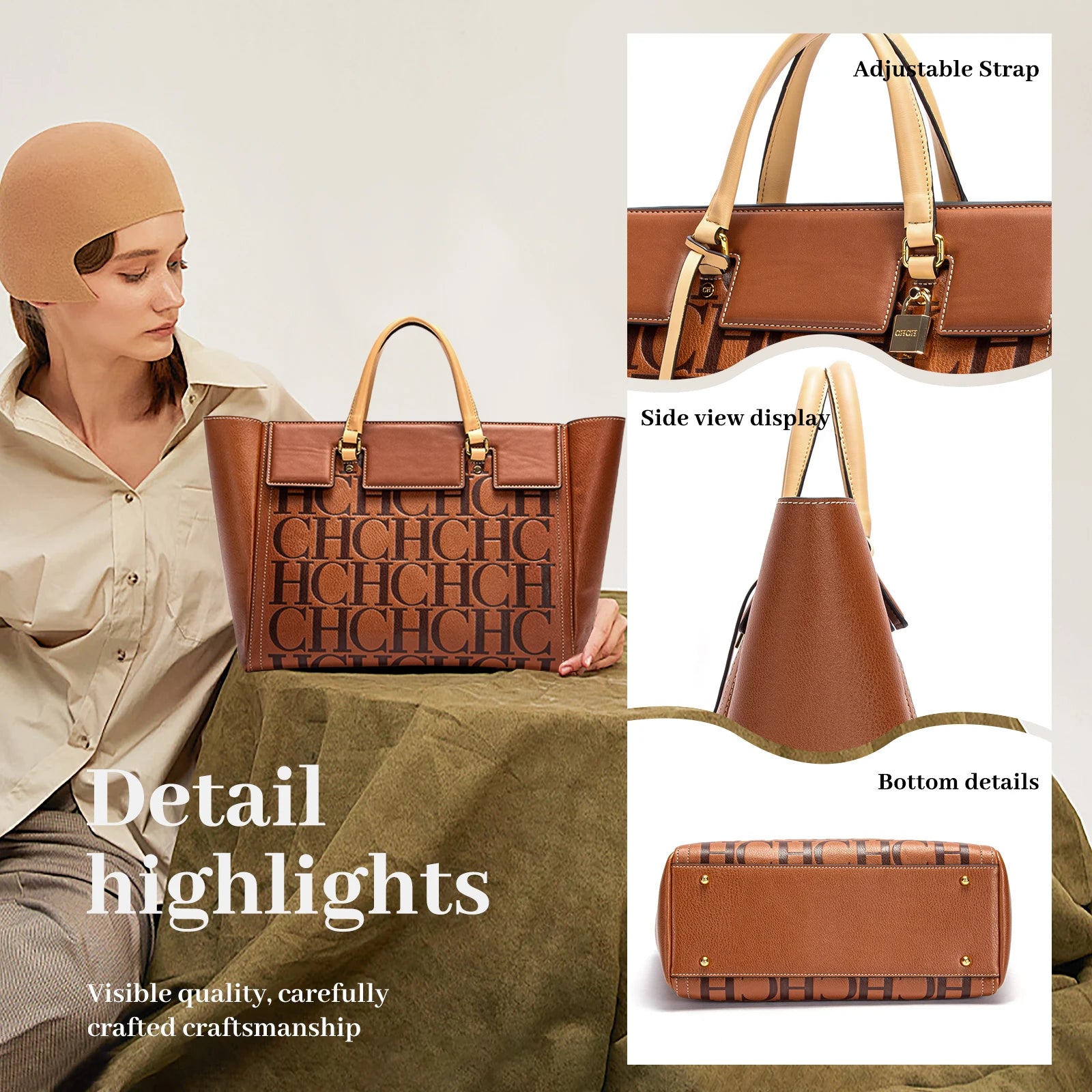 CHCH Women's Handbag 2024 New Brand Embossed Large Capacity Business Wallet - Oreela