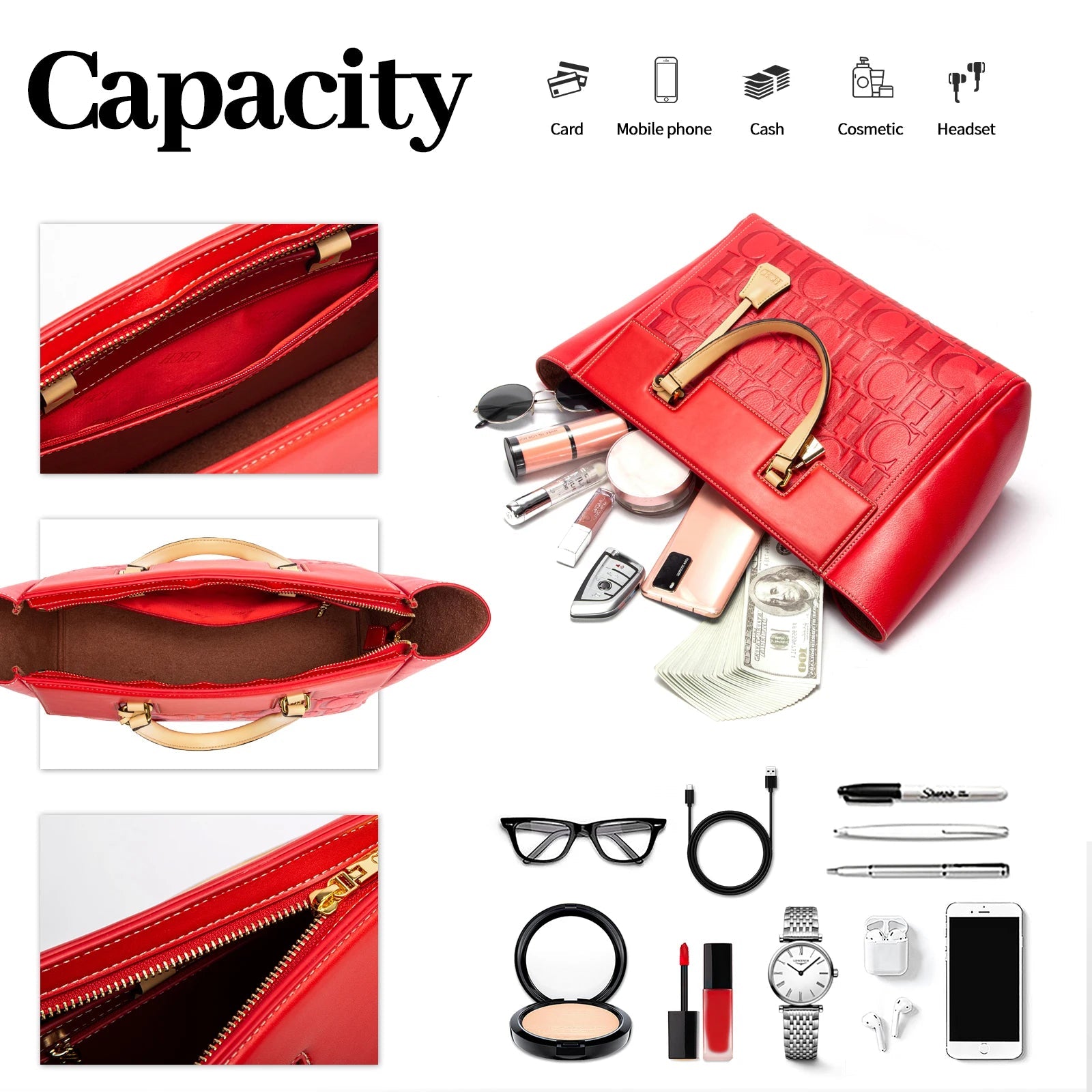 CHCH Women's Handbag 2024 New Brand Embossed Large Capacity Business Wallet - Oreela