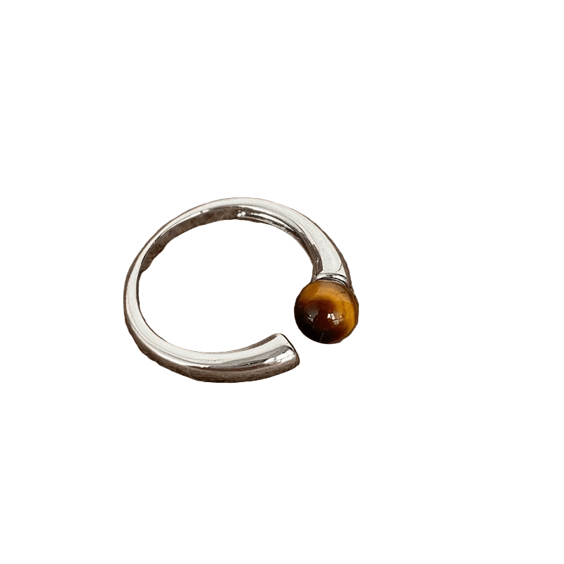 Elegant Silver Plated Tiger Eye Stone Ring - Oreela