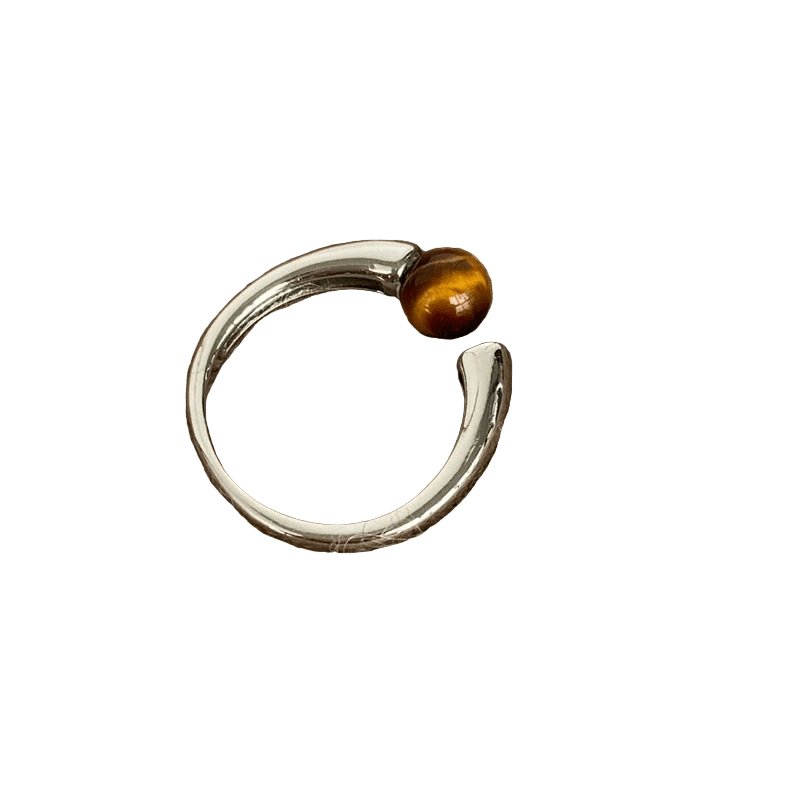 Elegant Silver Plated Tiger Eye Stone Ring - Oreela