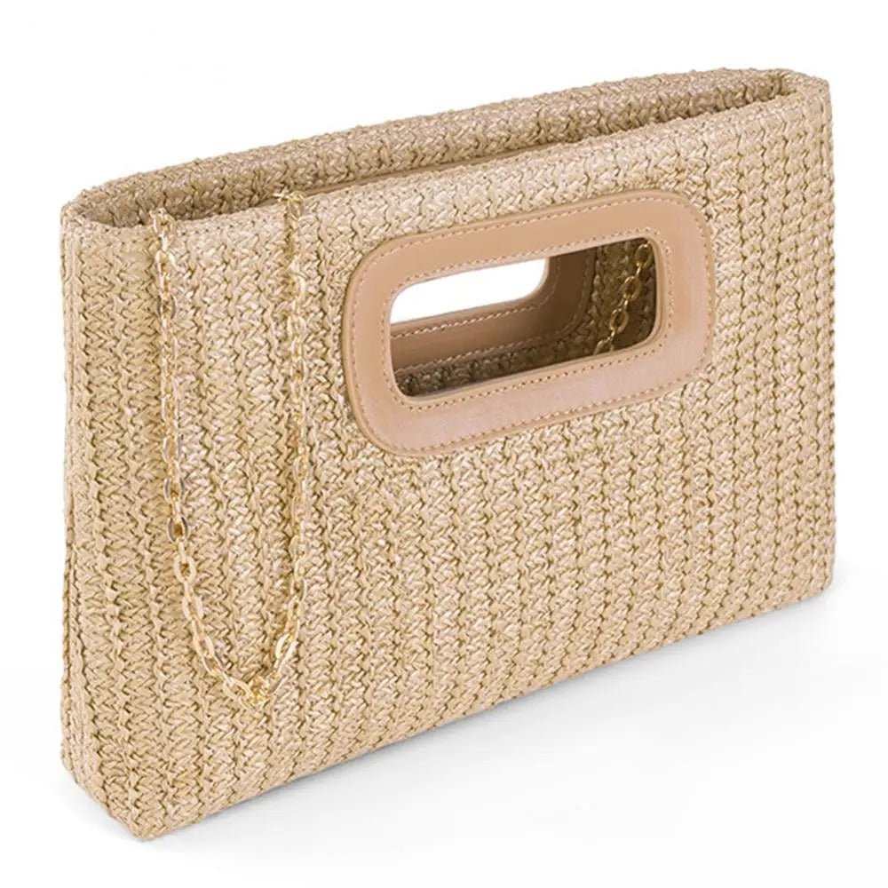 Elegant Woven Straw Clutch Bag - Oreela
