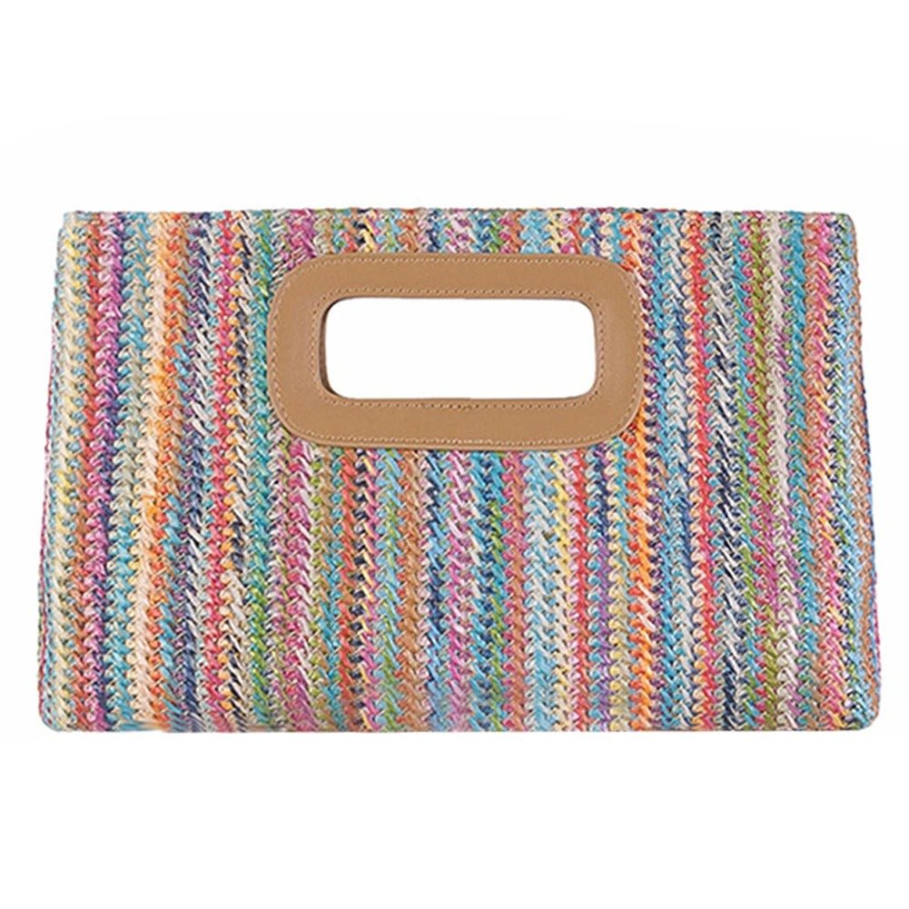 Elegant Woven Straw Clutch Bag - Oreela