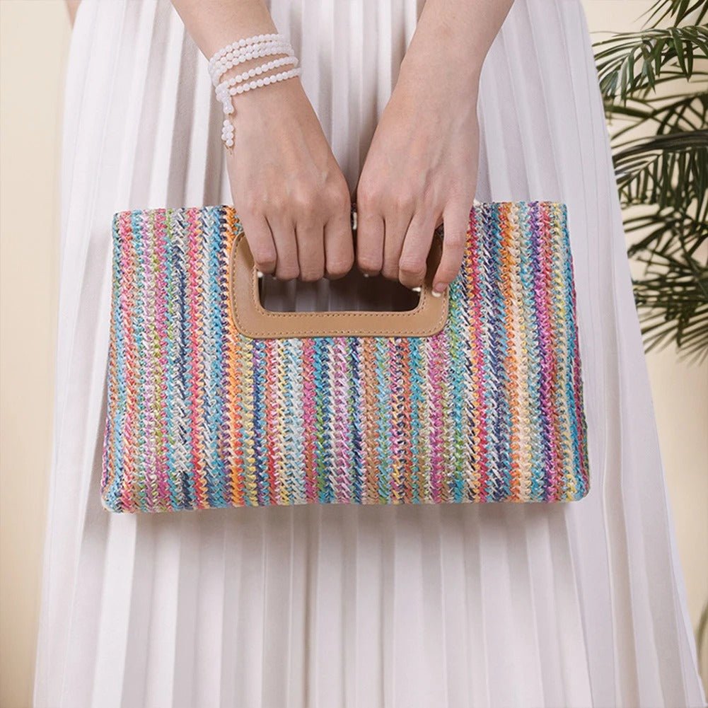 Elegant Woven Straw Clutch Bag - Oreela
