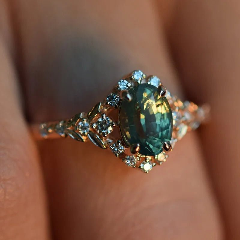 European and American new fashion oval zircon inlaid luxury personality versatile women's ring - Oreela