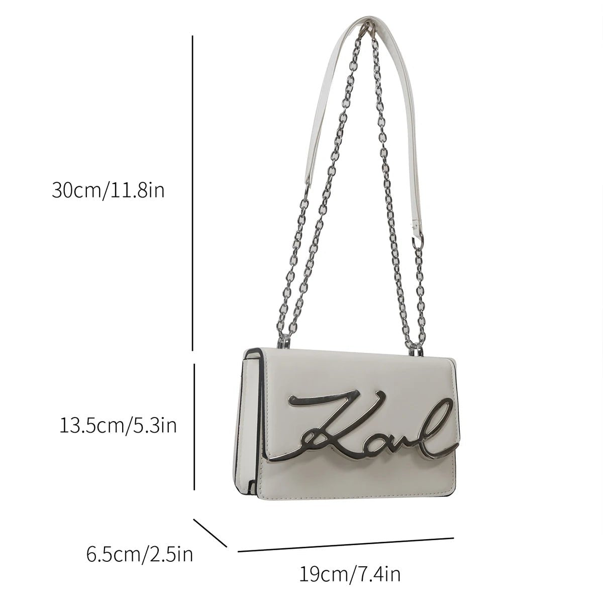 Fashionable Crossbody Bag.Metal Letter Logo ChainLink Strap. - Oreela