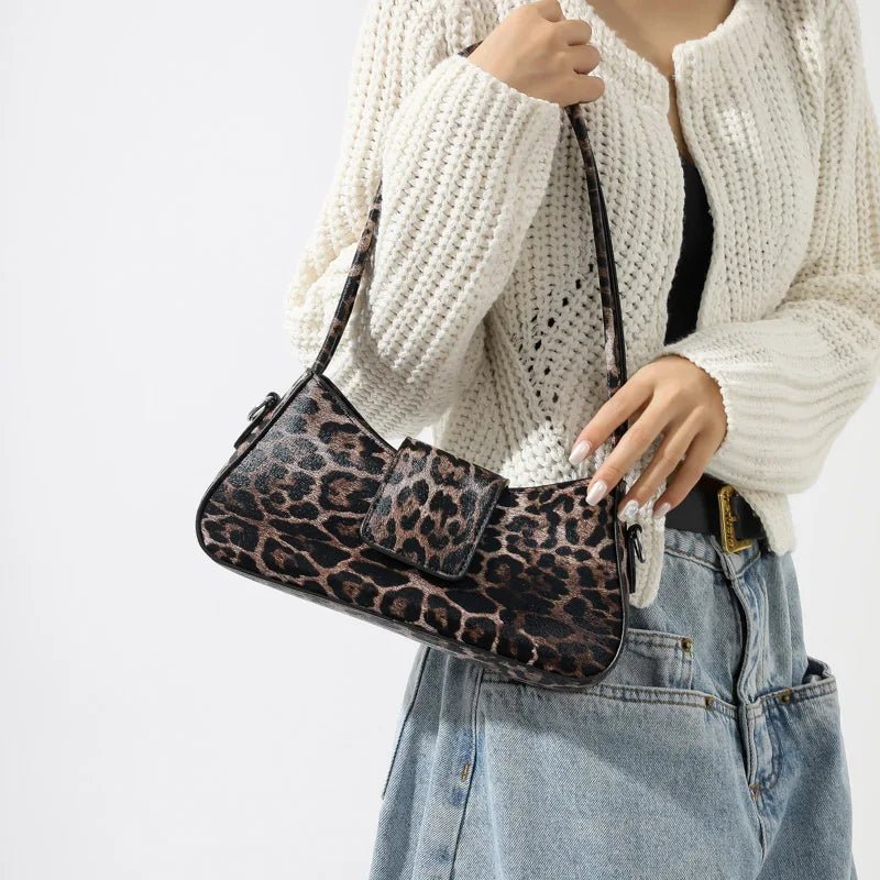 French Style Leopard Print Underarm Bag - Oreela