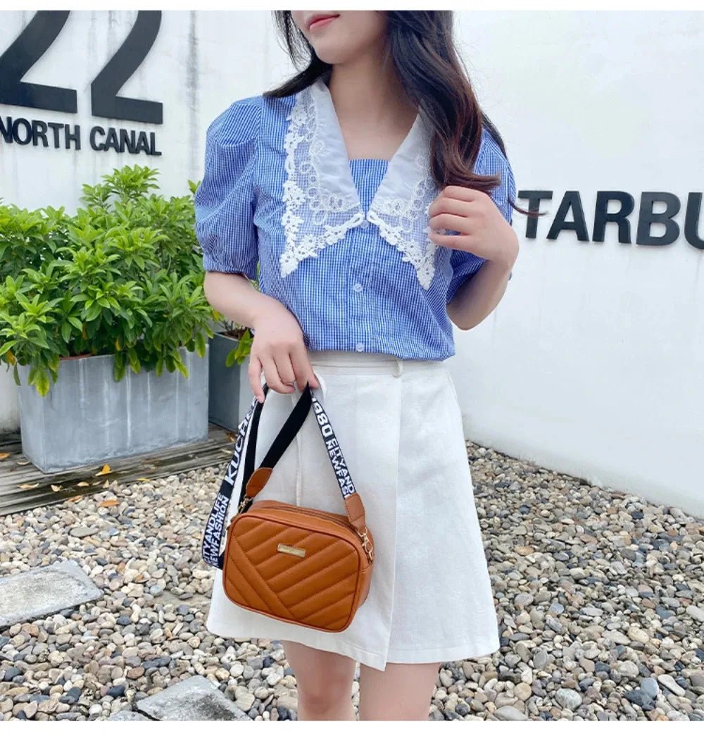 High quality women's PU rolling strip camera bag - Oreela