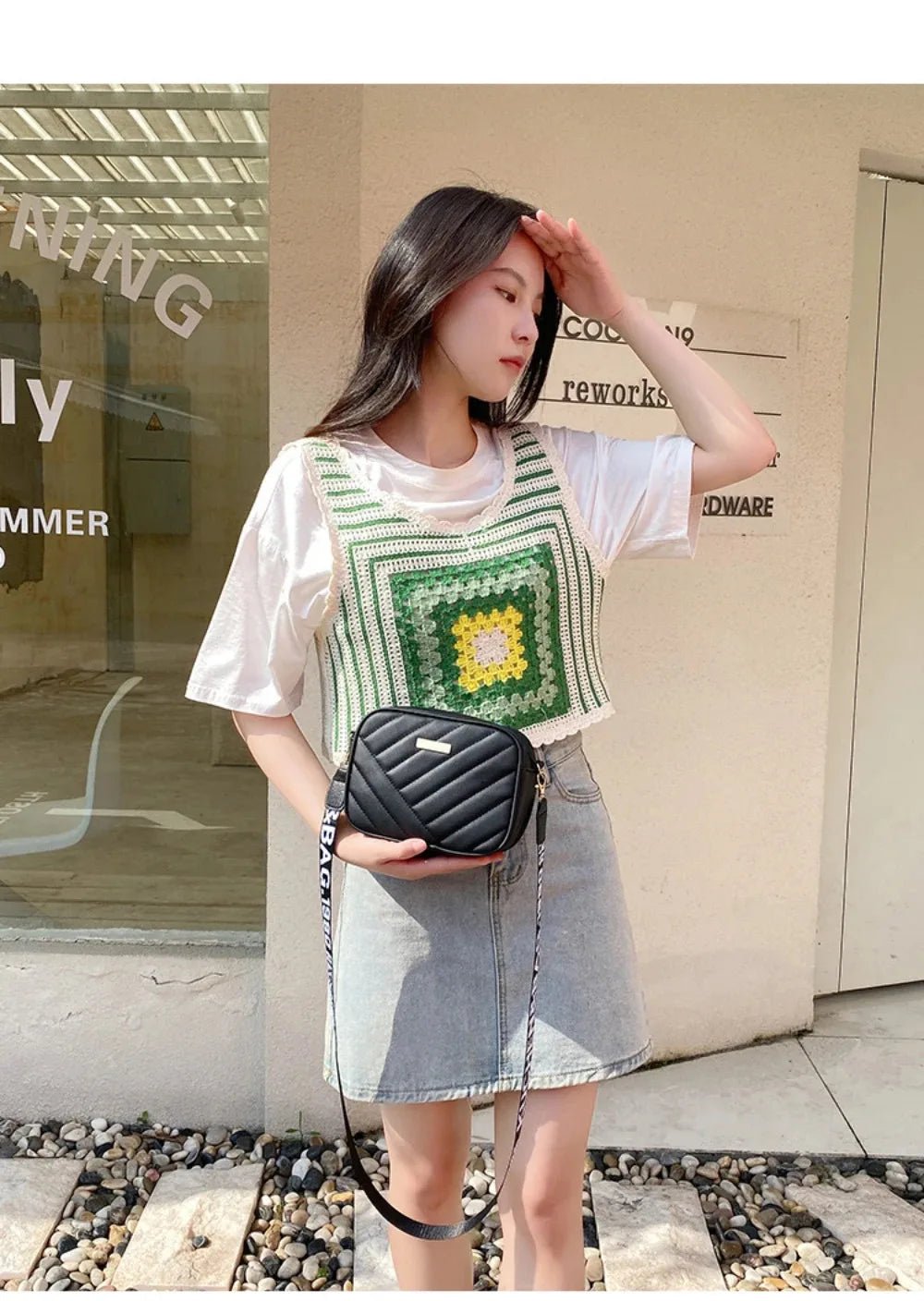 High quality women's PU rolling strip camera bag - Oreela