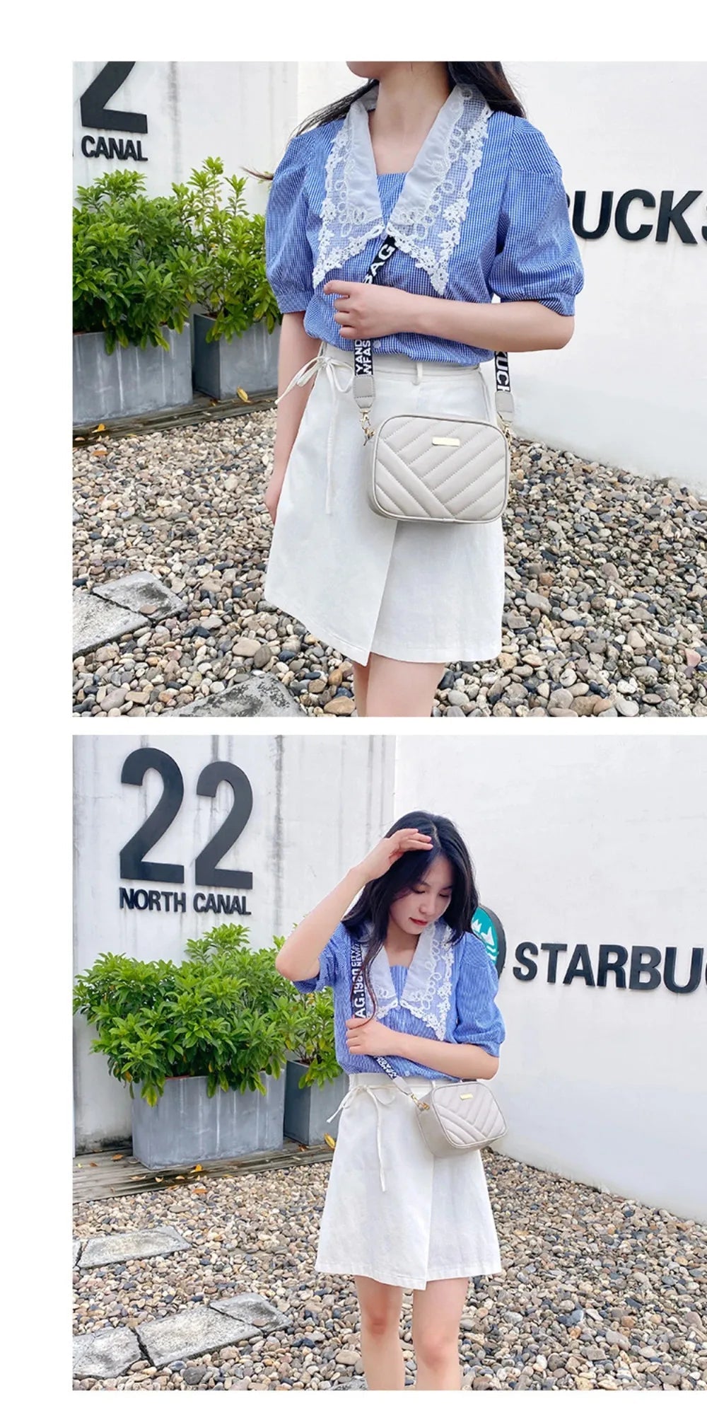 High quality women's PU rolling strip camera bag - Oreela