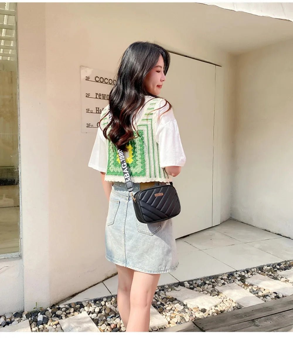 High quality women's PU rolling strip camera bag - Oreela