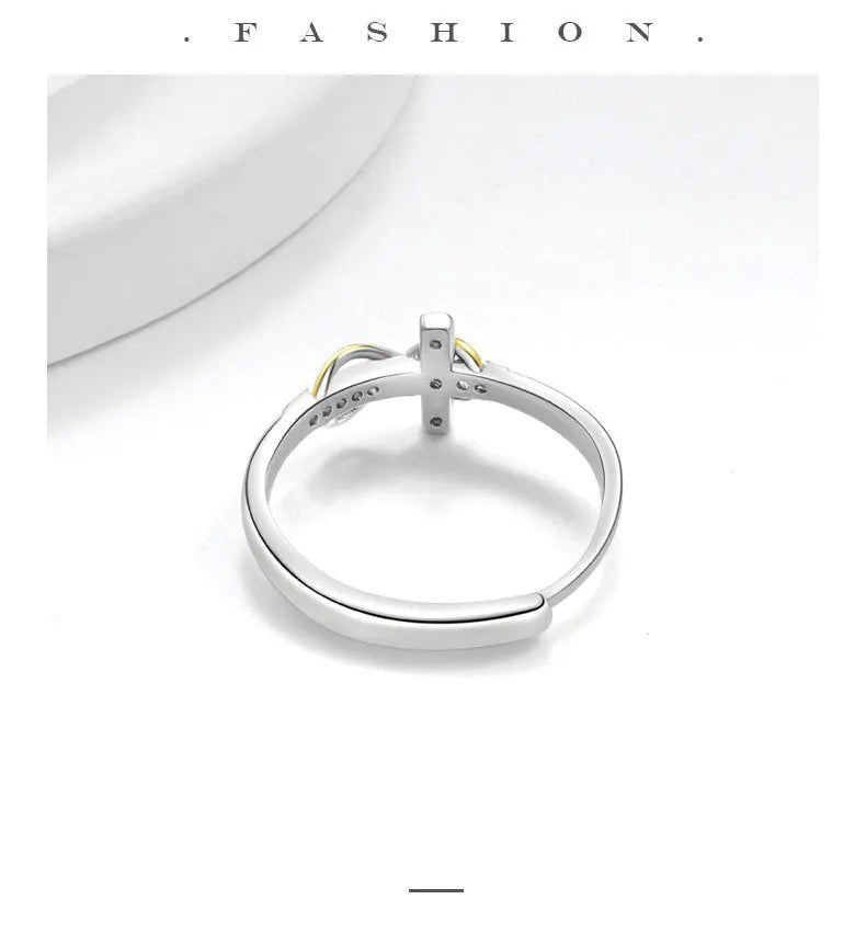 Infinite cross electroplated dual color ring - Oreela