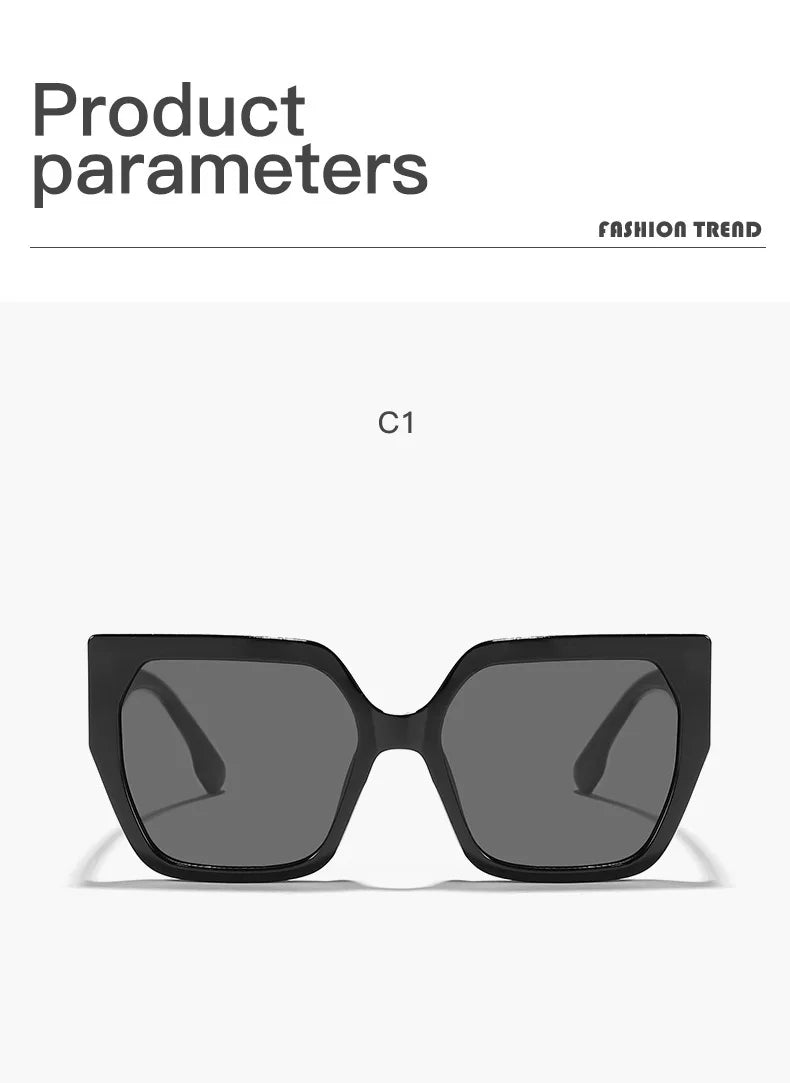 Large Frame Square Sunglasses For Women Trendy Brand Designer - Oreela