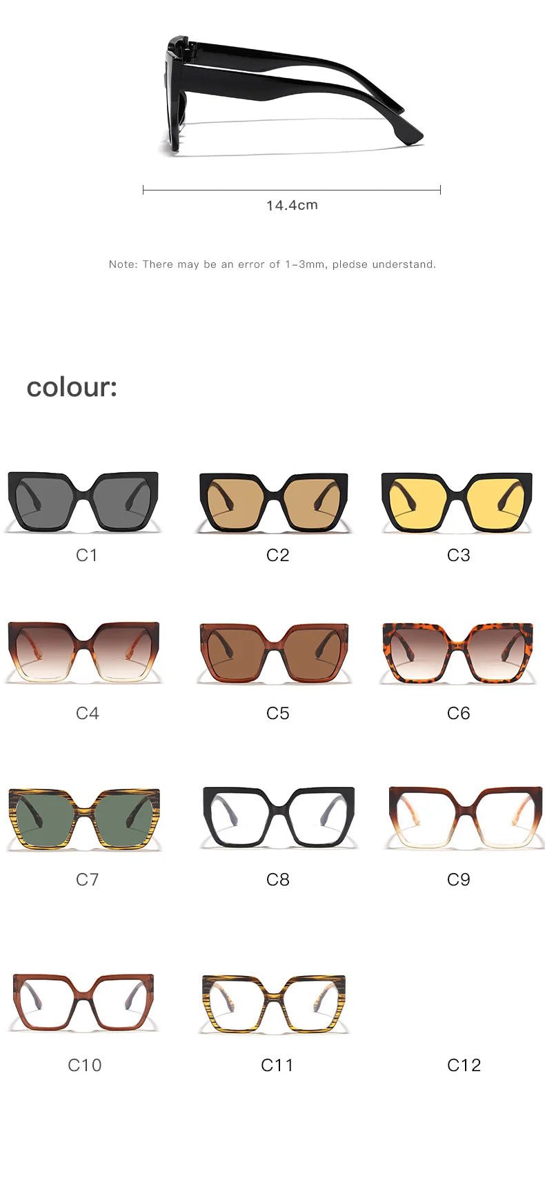 Large Frame Square Sunglasses For Women Trendy Brand Designer - Oreela