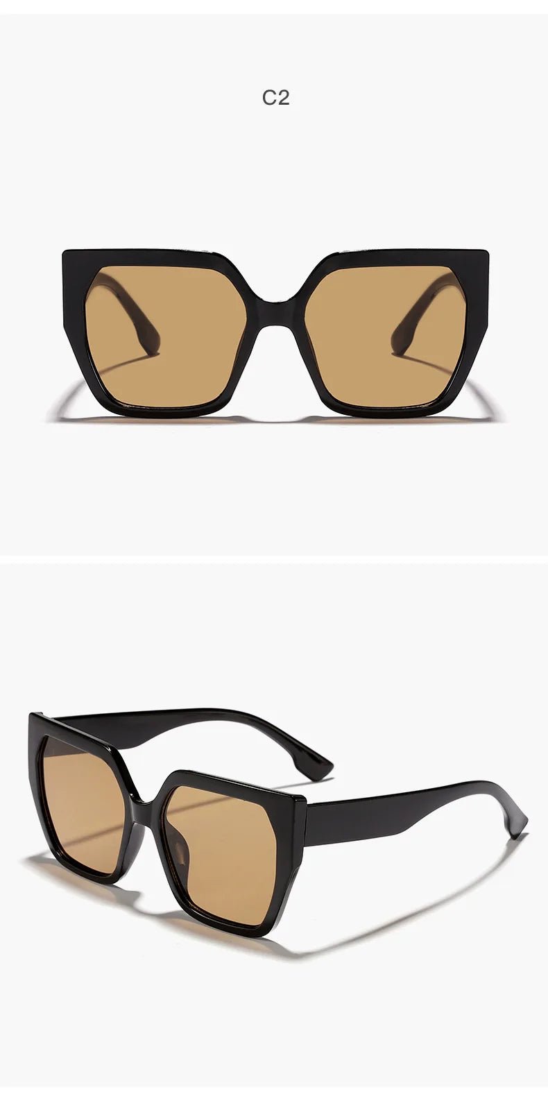 Large Frame Square Sunglasses For Women Trendy Brand Designer - Oreela