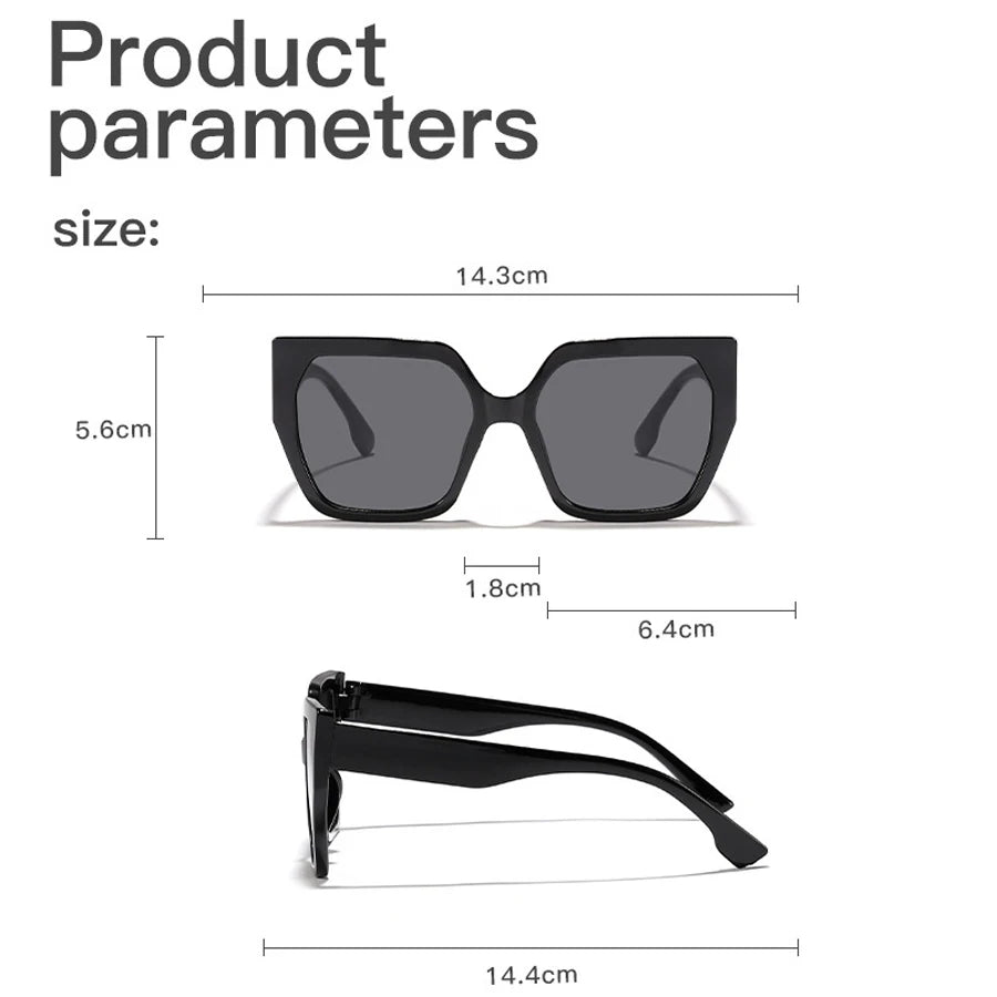 Large Frame Square Sunglasses For Women Trendy Brand Designer - Oreela