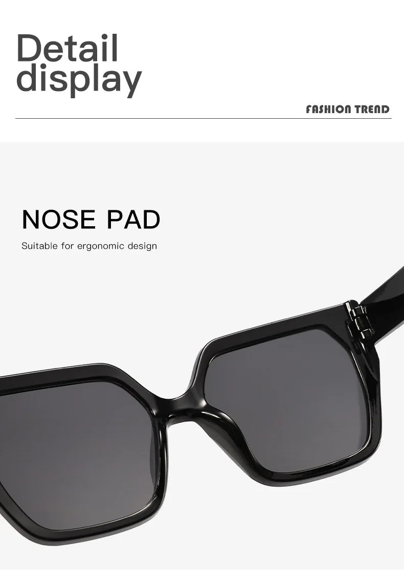 Large Frame Square Sunglasses For Women Trendy Brand Designer - Oreela