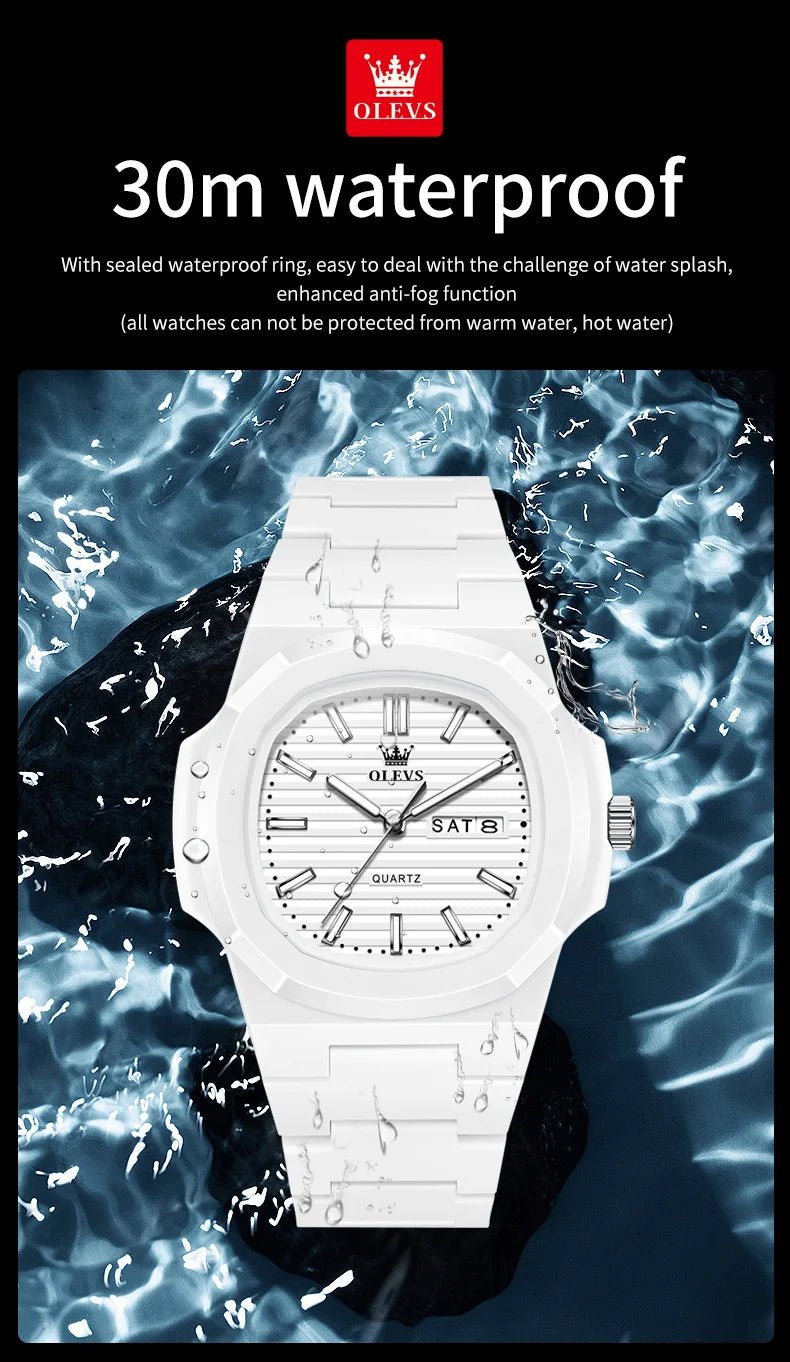 Luxury Luminous Watch for Men White Resin - Oreela