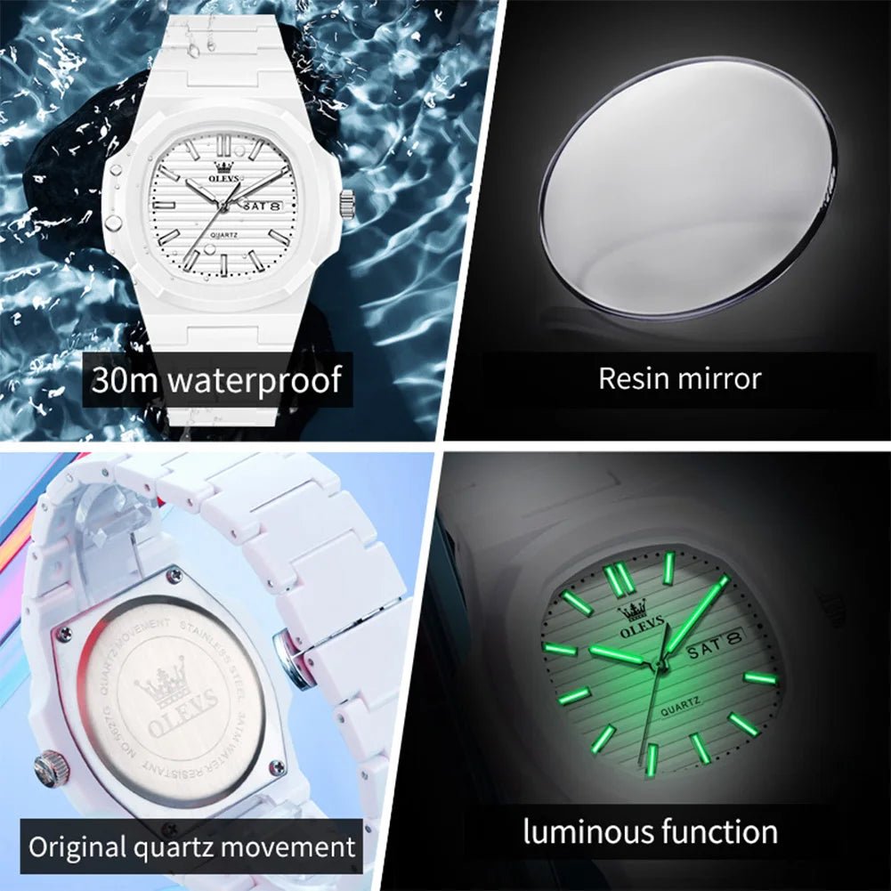 Luxury Luminous Watch for Men White Resin - Oreela