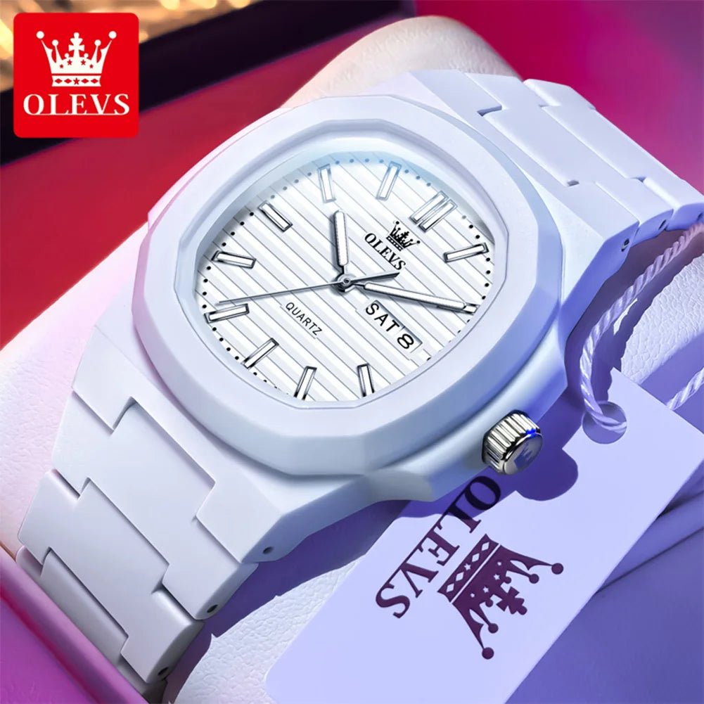 Luxury Luminous Watch for Men White Resin - Oreela
