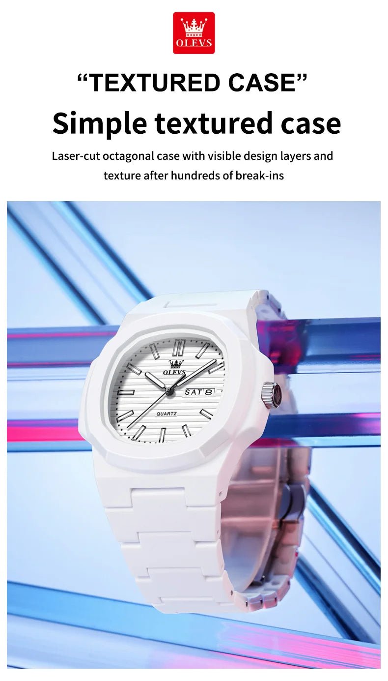 Luxury Luminous Watch for Men White Resin - Oreela
