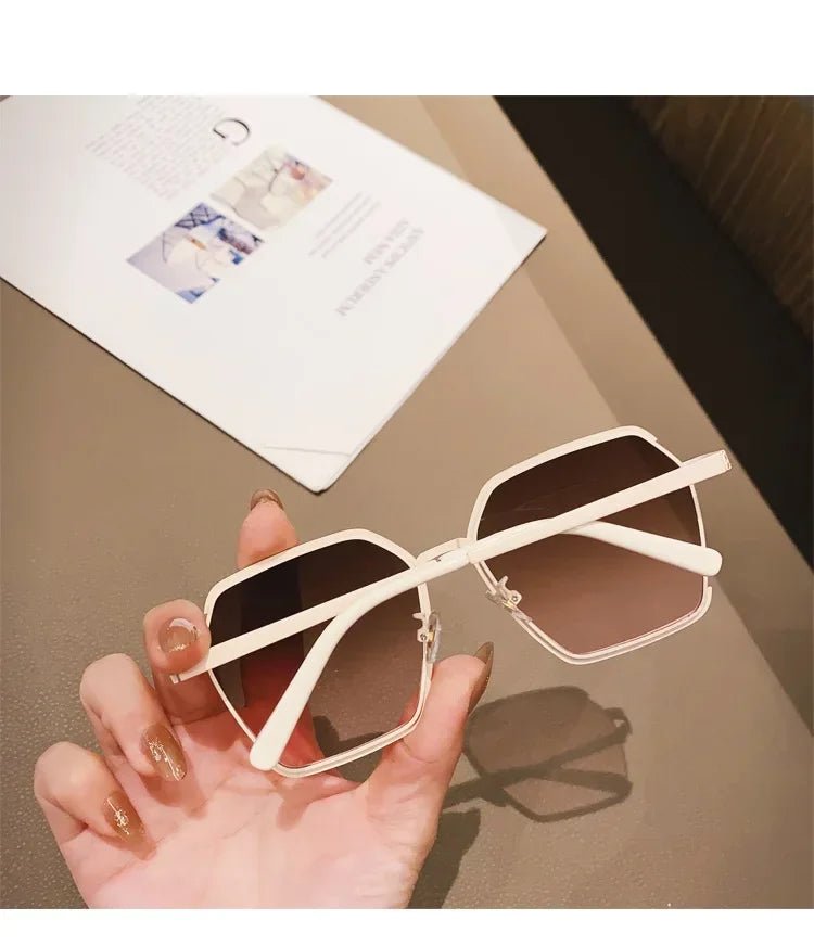 Luxury Square Metal Half Frame Sunglasses Oversized - Oreela