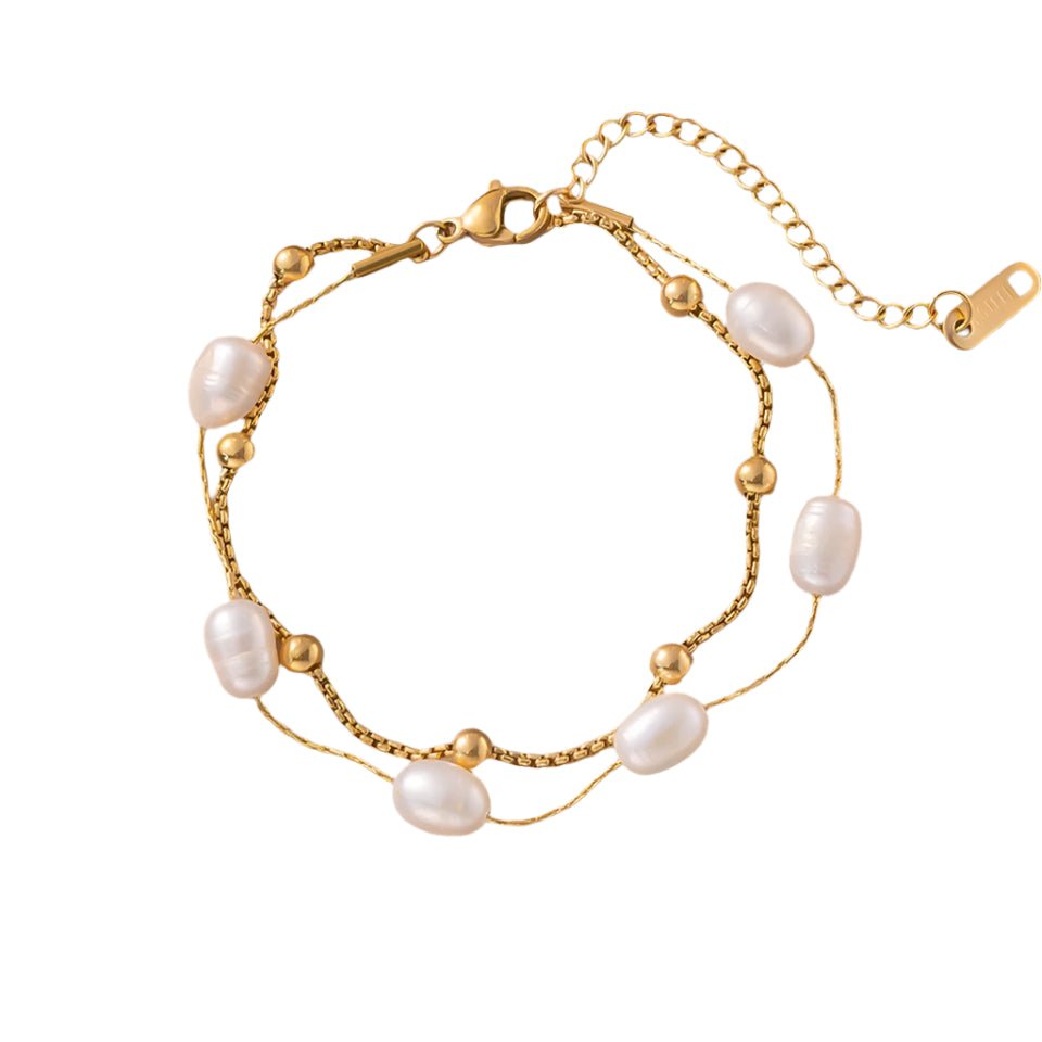 Double Layer Gold Pearl Bracelet - Oreela