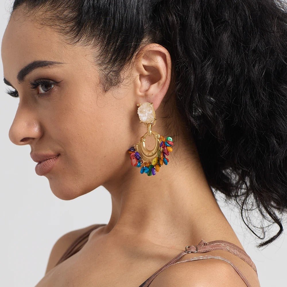 Vintage Rhinestone Drop Earrings - Oreela