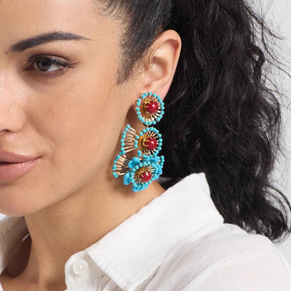 Bohemian Resin Beaded Earrings - Oreela