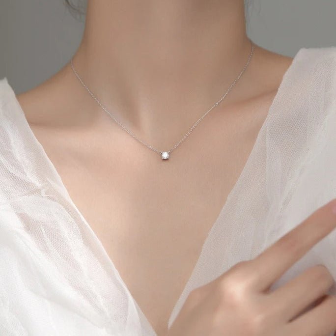 Sterling Silver Geometric Pendant Necklace - Oreela