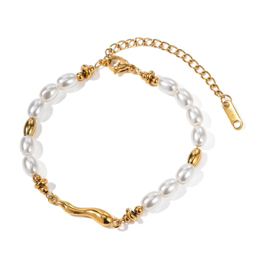 18K Gold Plated Pearl Water Drop Bracelet - Oreela