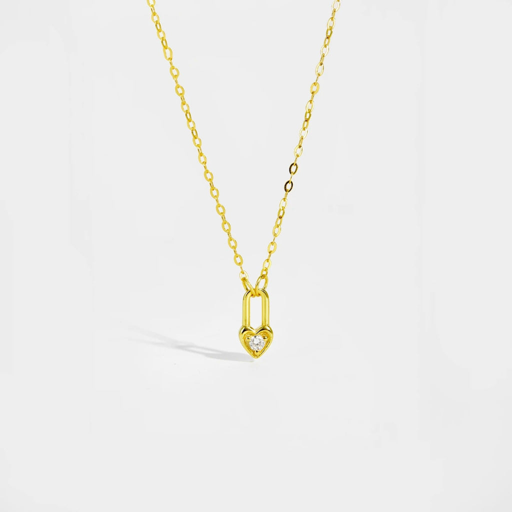 Sterling Silver Heart Padlock Necklace - Oreela