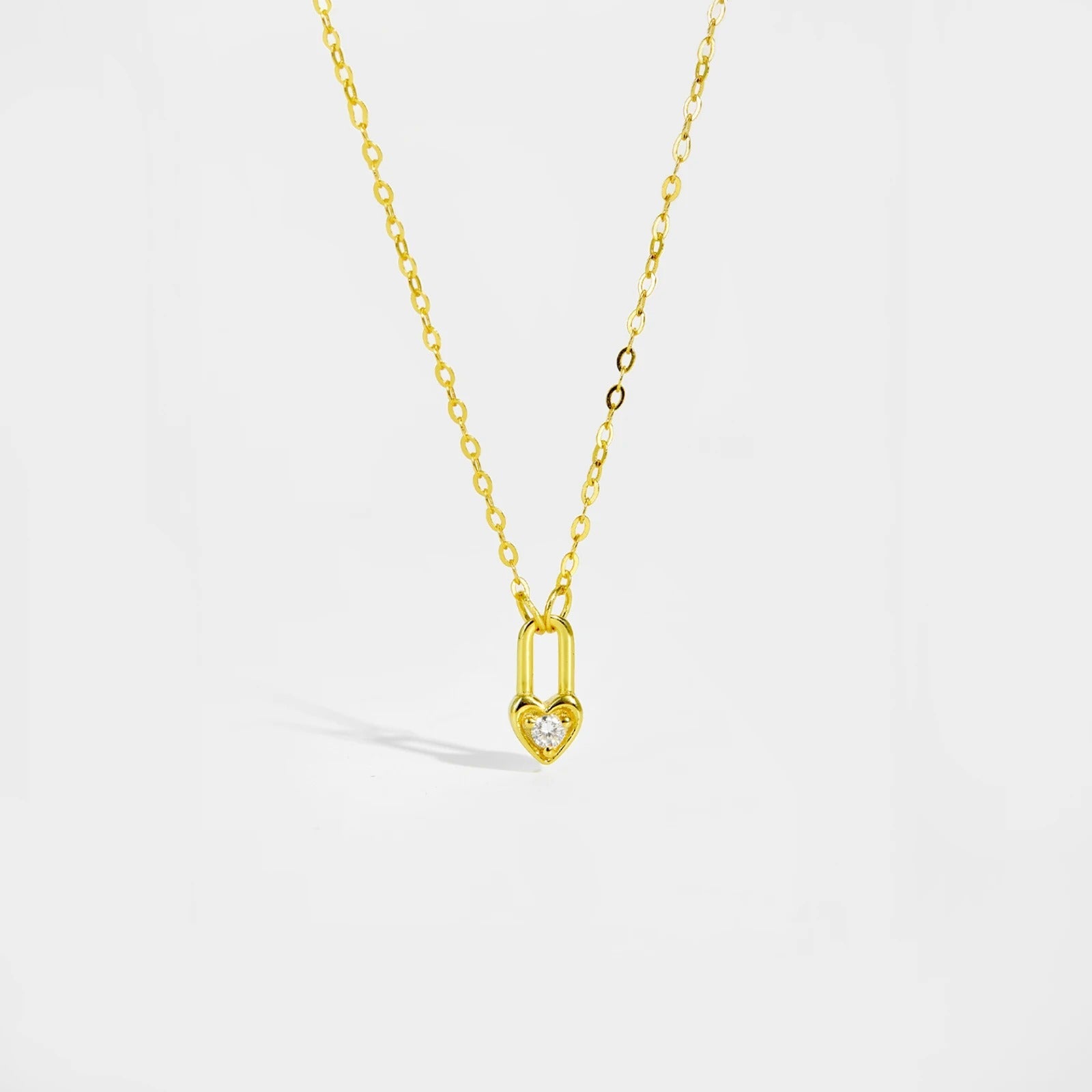 Sterling Silver Heart Padlock Necklace - Oreela