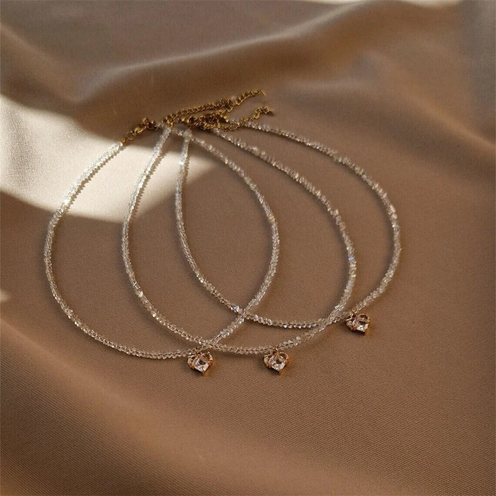 Crystal Heart Pendant Necklace - Oreela