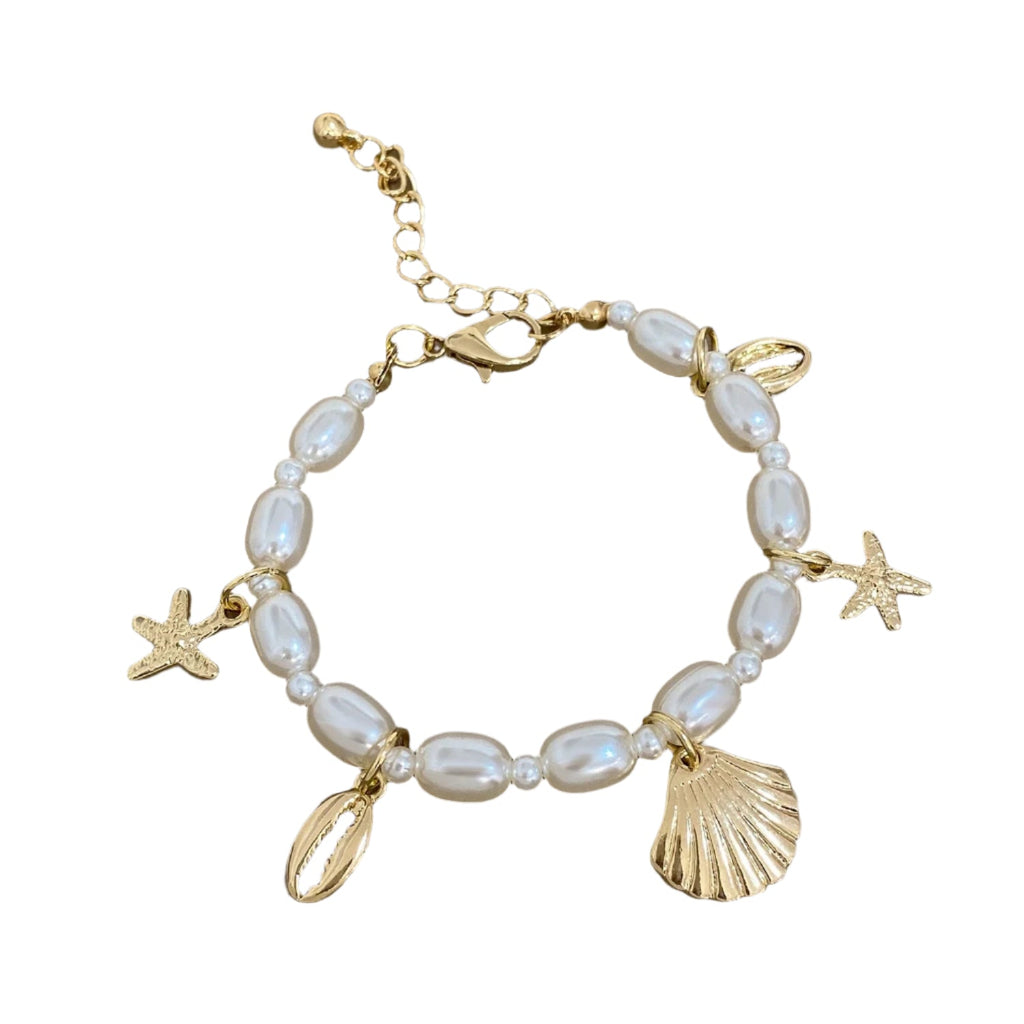 Bohemian Starfish & Shell Pearl Bracelet - Oreela