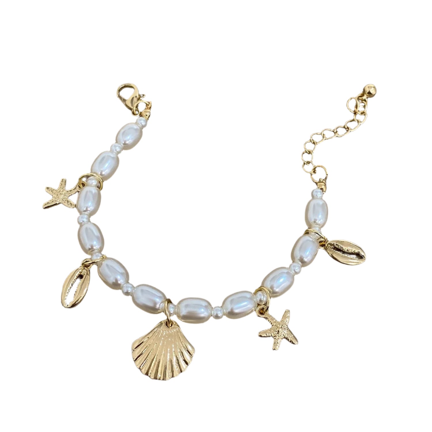 Bohemian Starfish & Shell Pearl Bracelet - Oreela