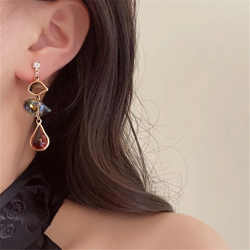 Vintage Asymmetric Drop Earrings - Oreela
