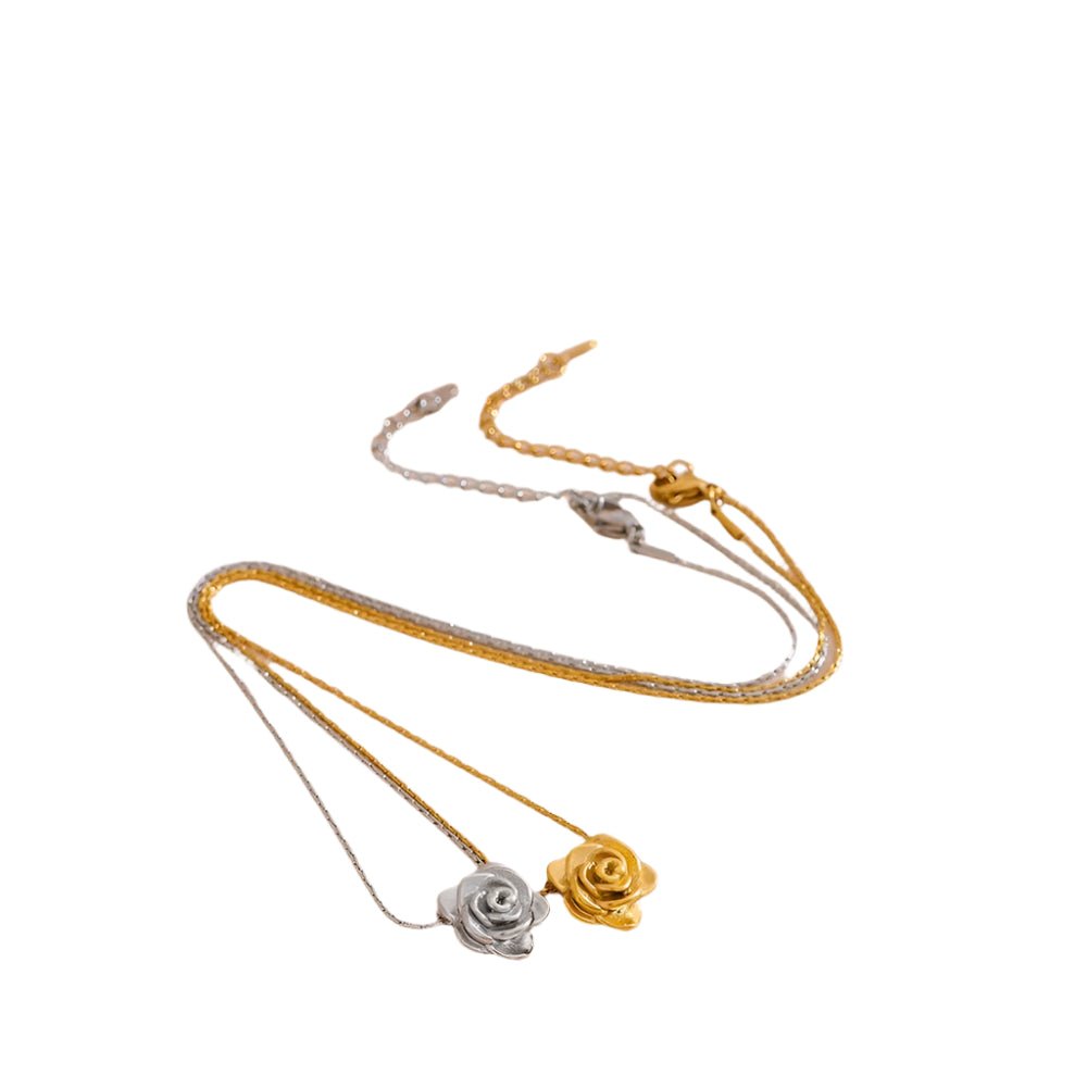 18K Gold Plated Flower Pendant Necklace - Oreela