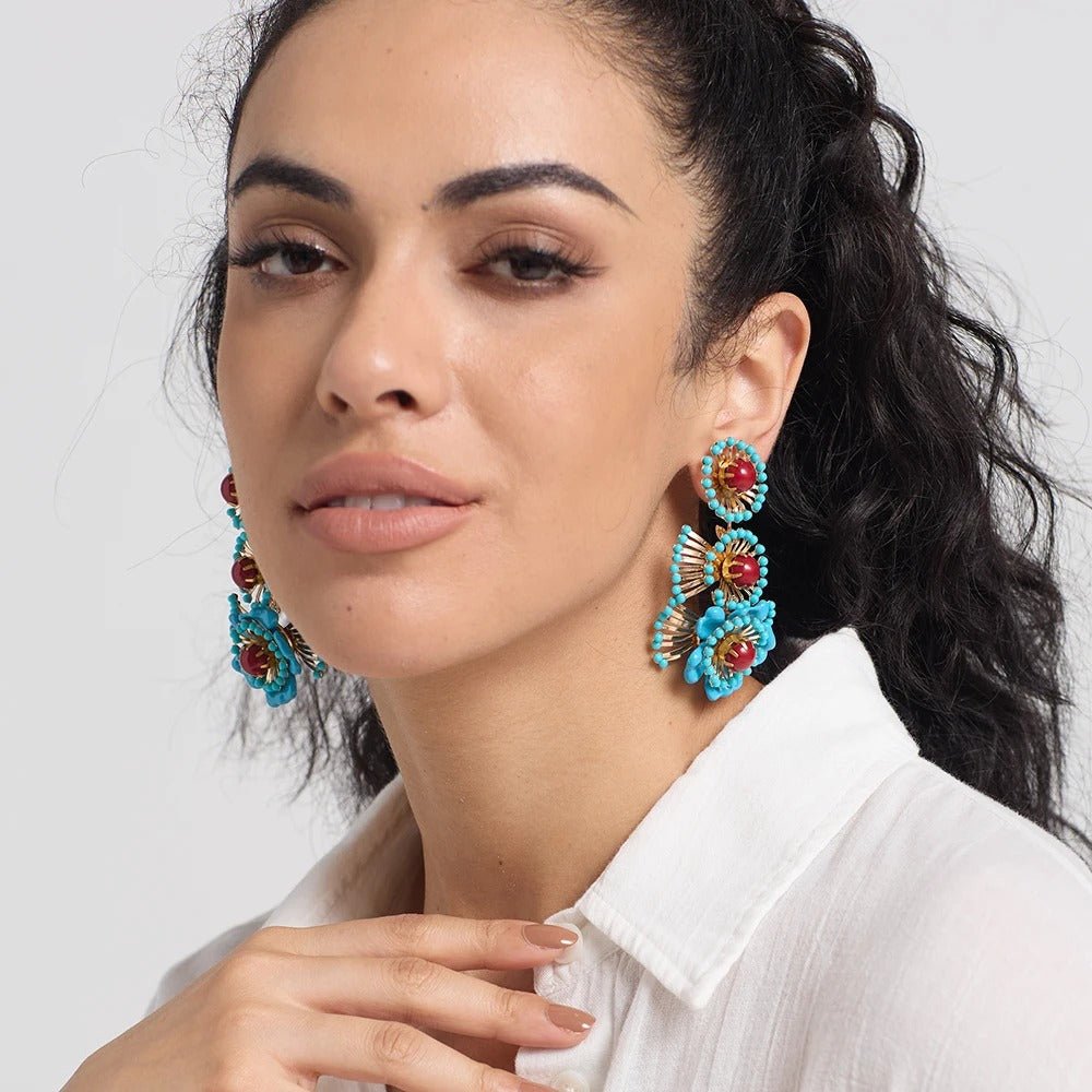 Bohemian Resin Beaded Earrings - Oreela