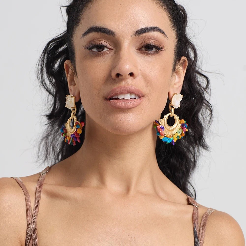 Vintage Rhinestone Drop Earrings - Oreela