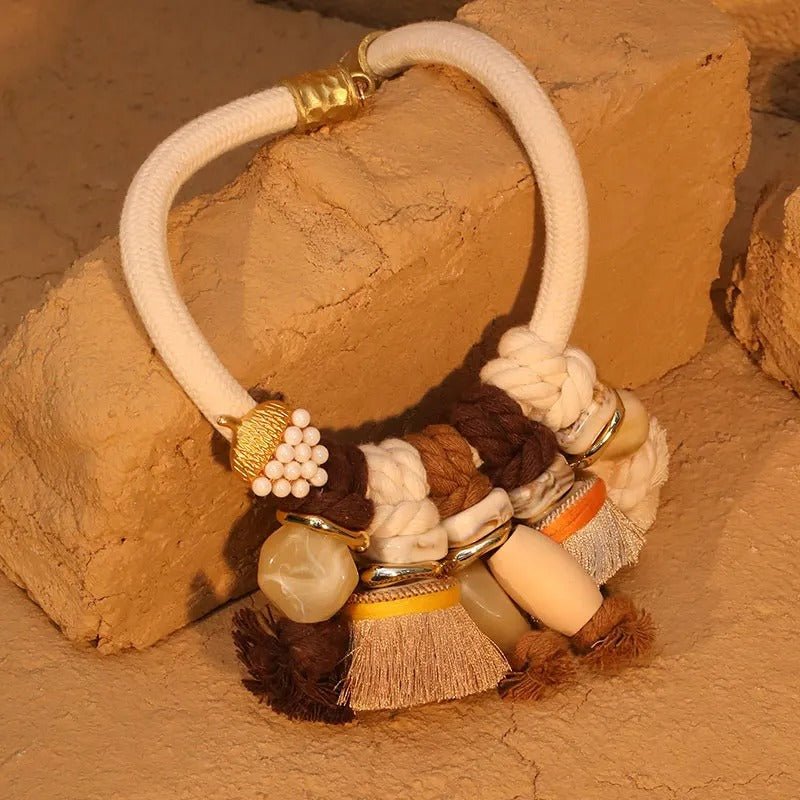Handmade Chunky Collar Beaded Necklace - Oreela