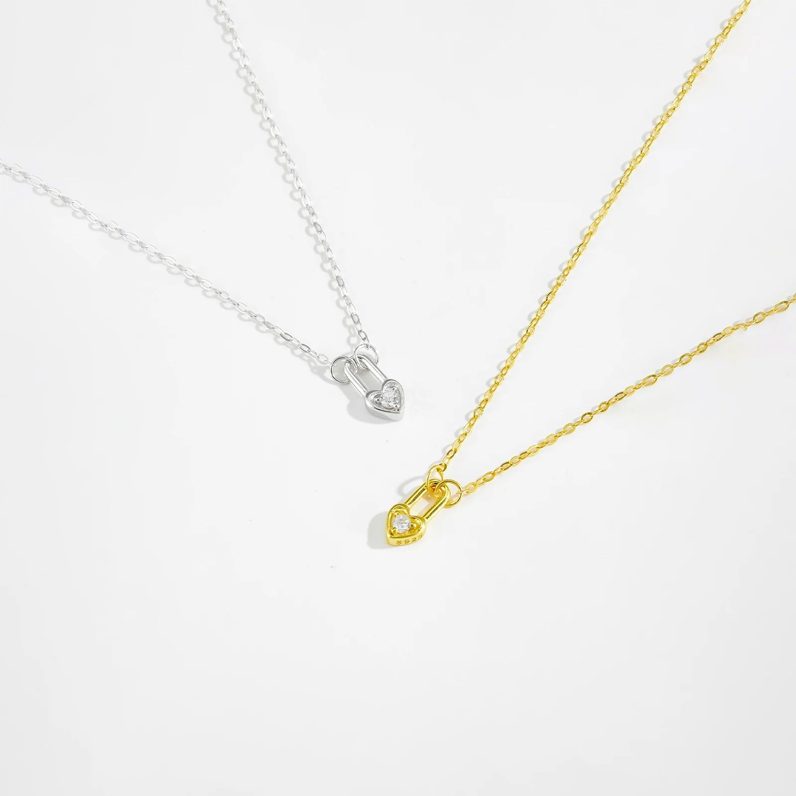 Sterling Silver Heart Padlock Necklace - Oreela