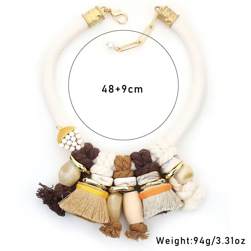 Handmade Chunky Collar Beaded Necklace - Oreela