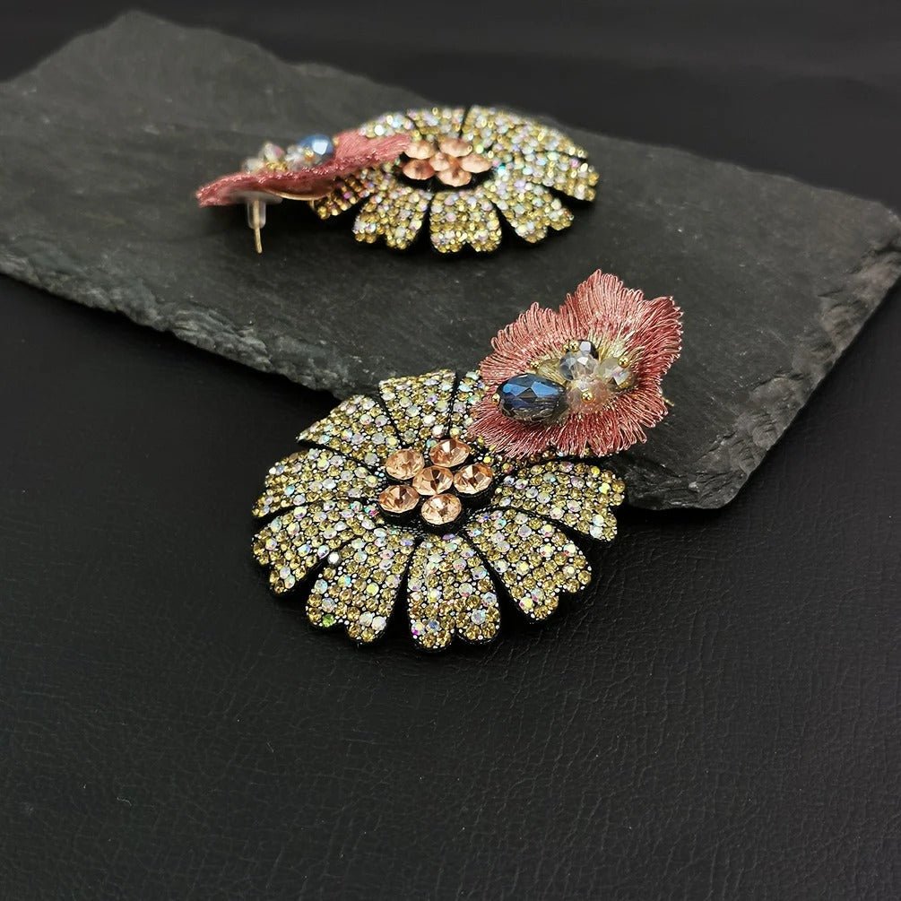 Rhinestone Crystal Dangle Earrings - Oreela