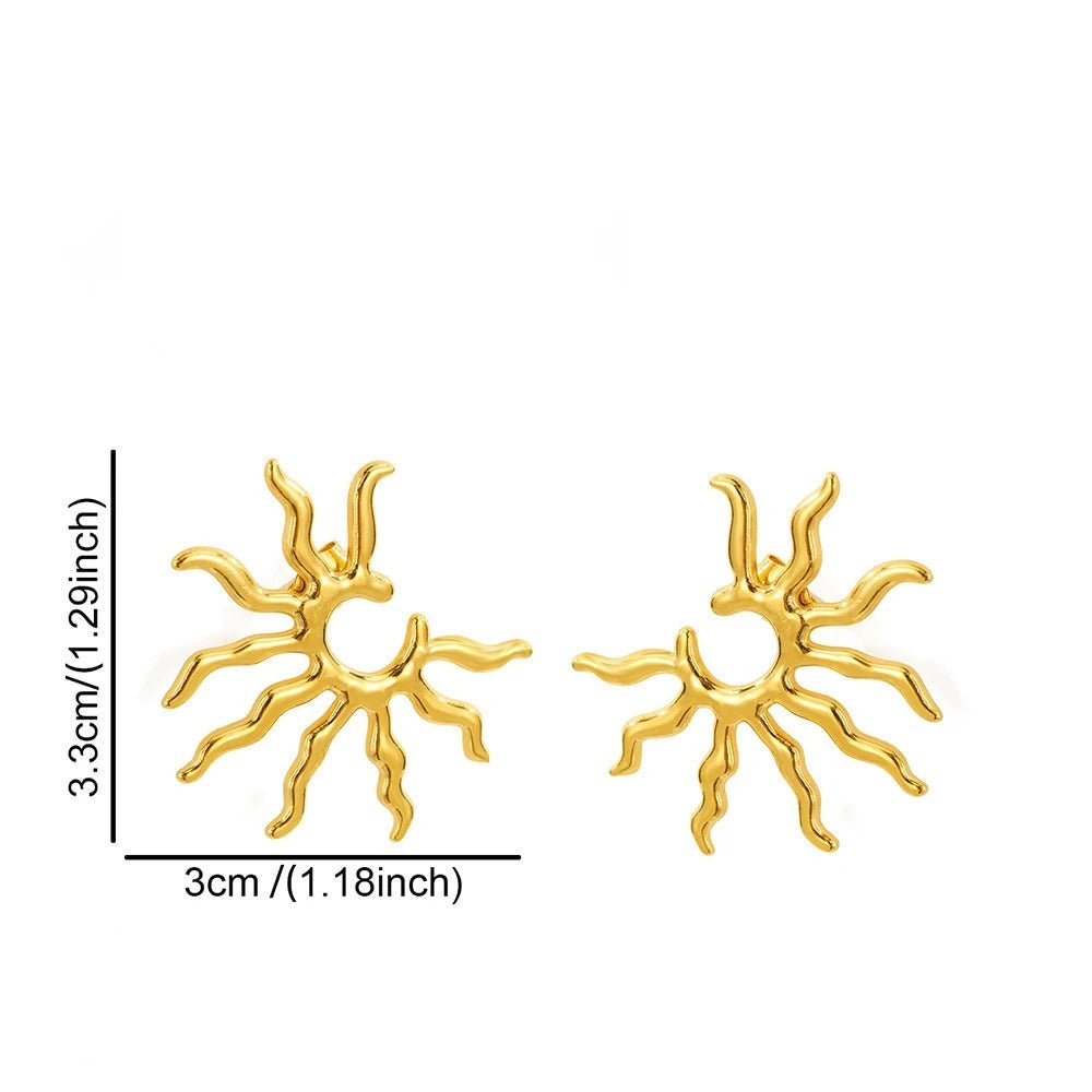 Blazing Sun Sculpted Earrings - Oreela