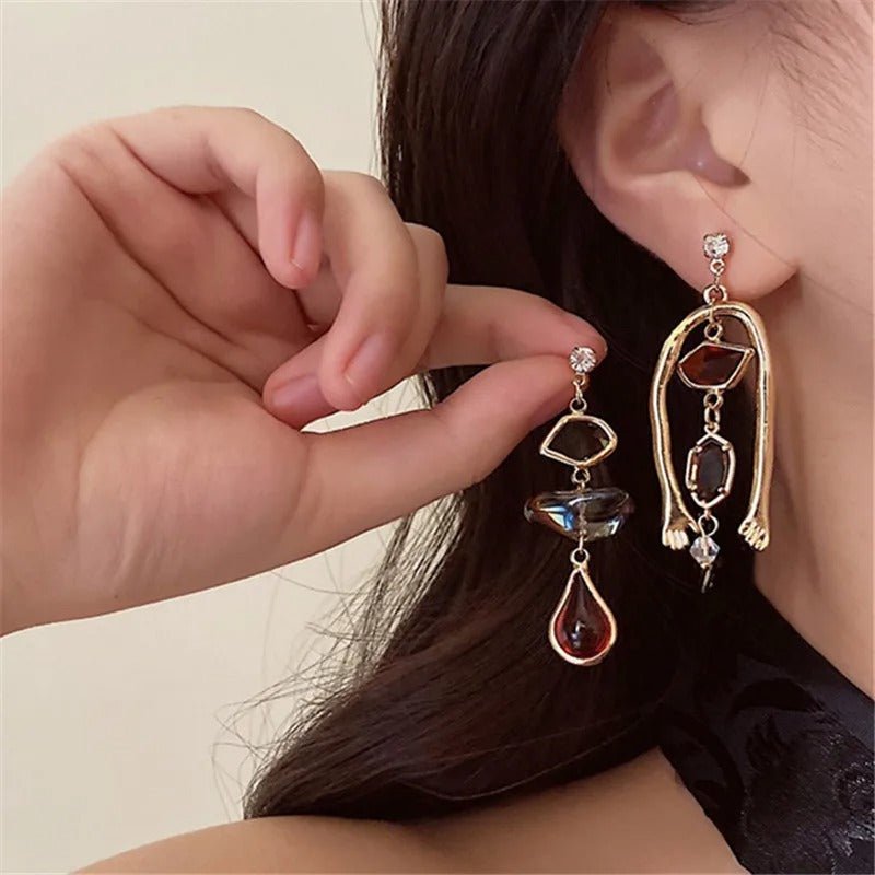 Vintage Asymmetric Drop Earrings - Oreela