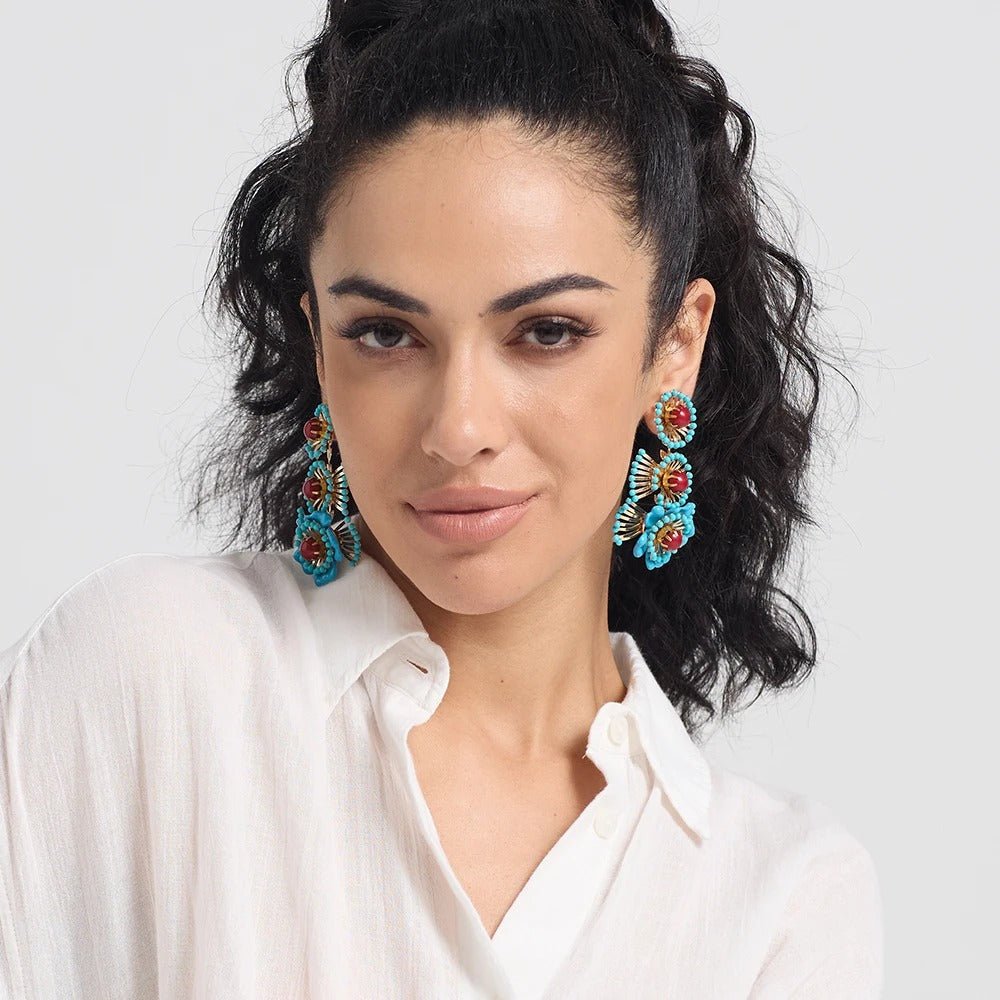 Bohemian Resin Beaded Earrings - Oreela