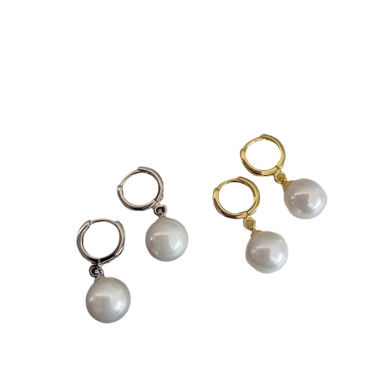 Pearl Drop Hoop Earrings - Oreela
